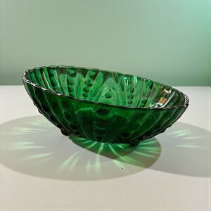 Anchor Hocking Forest Green Burple Footed Bowl 8.5" Serving Bowl 3 Footed Feet